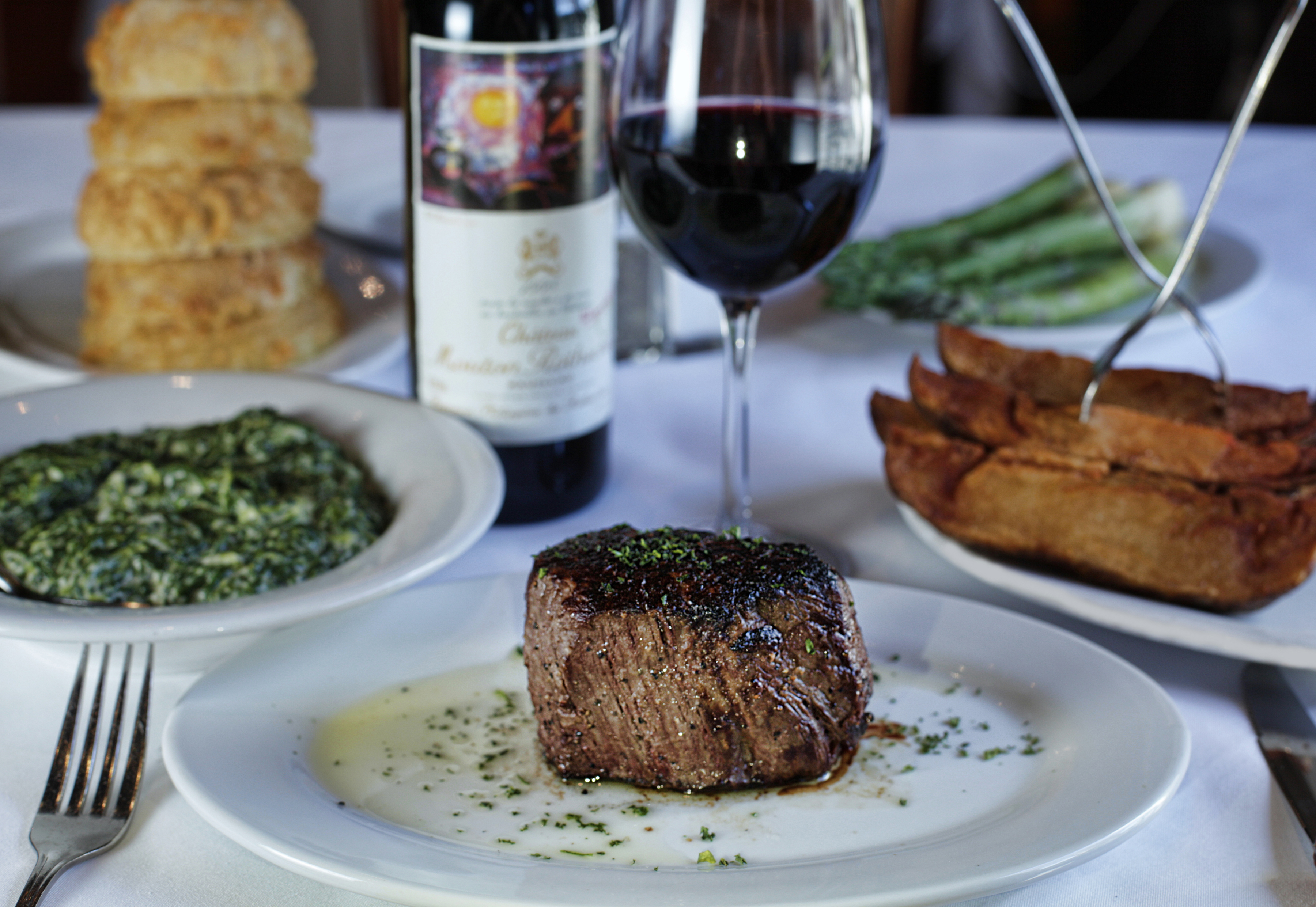 Picture of steak and wine